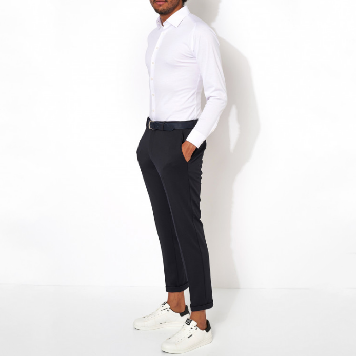 Gotstyle Fashion - Desoto Collar Shirts Basic Jersey Shirt with Kent Collar - White