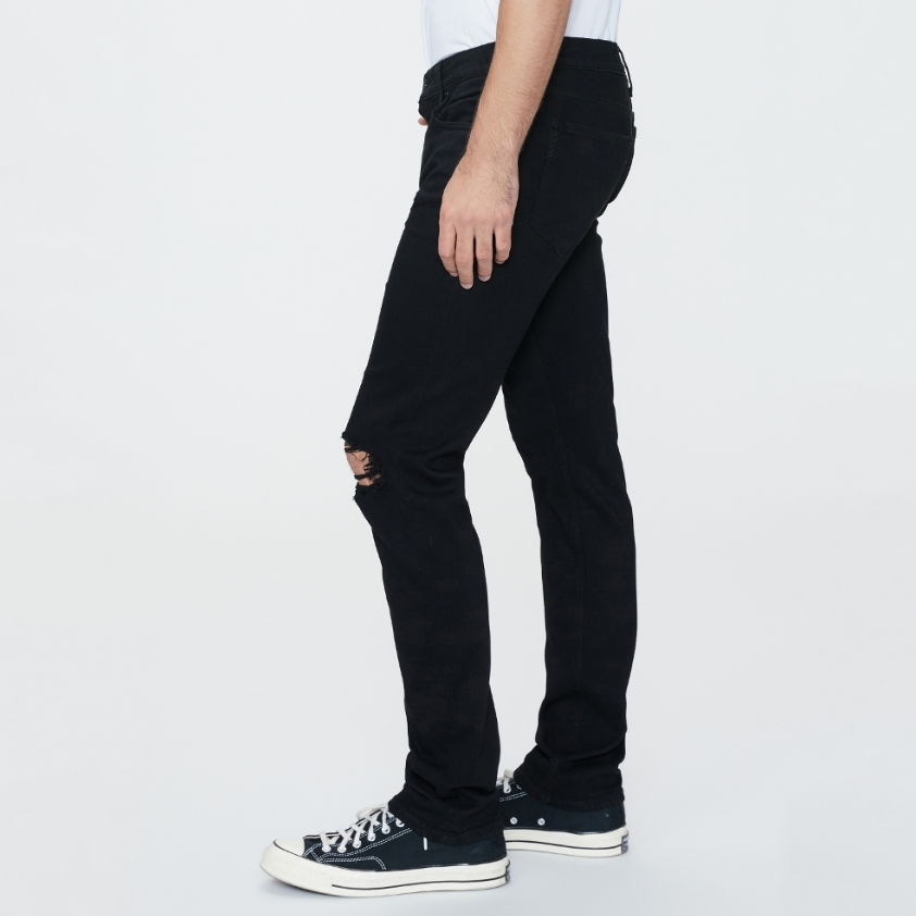 Gotstyle Fashion - Paige Denim Lennox Slim Fit Soft Denim Shadow Destructed - Black