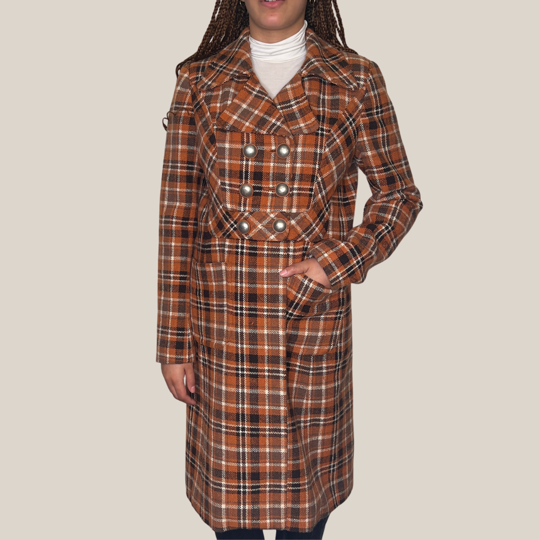 Gotstyle Fashion - Papamkt Papamkt Tailored DB Wool Checks Coat w Button Details - Orange