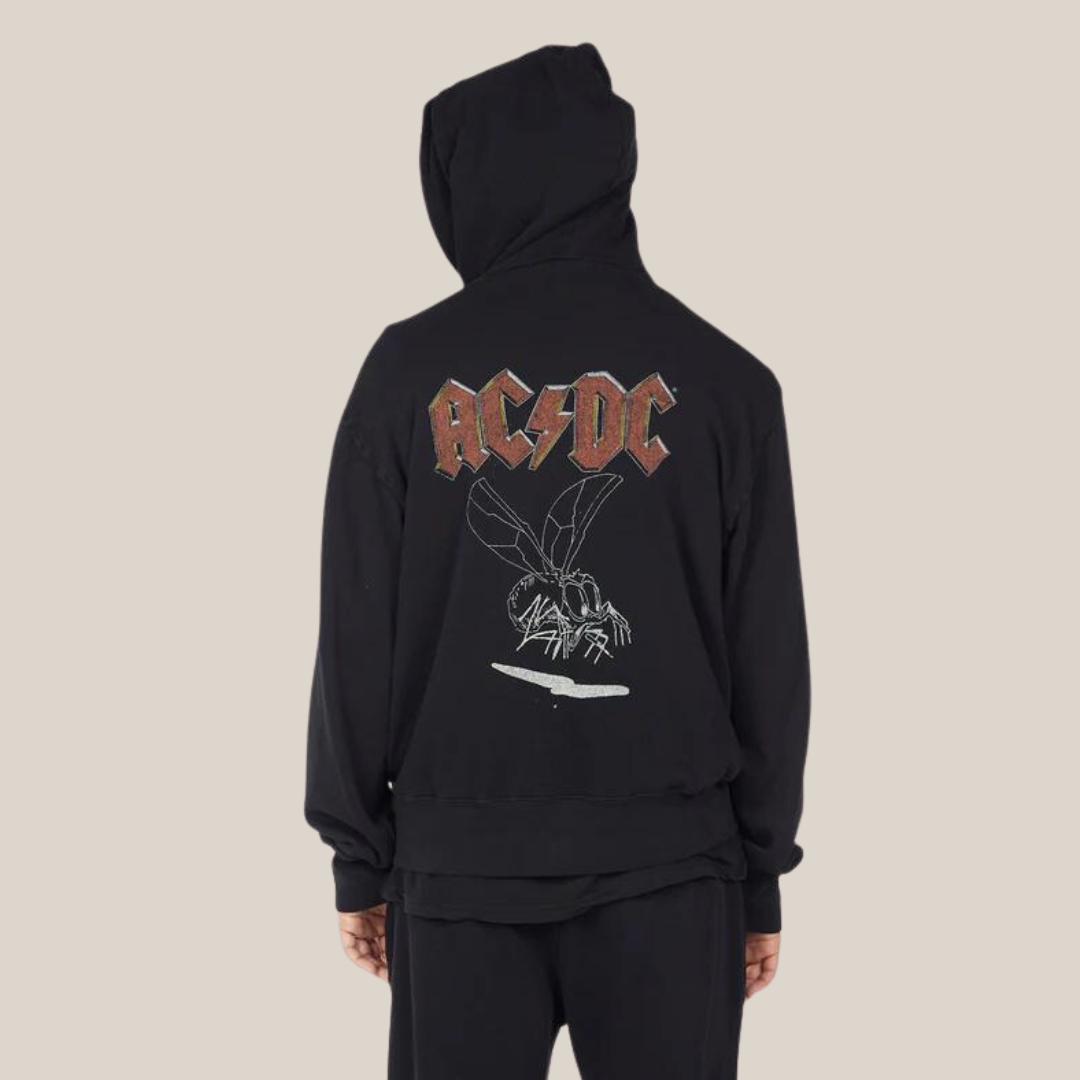 Gotstyle Fashion - Lauren Moshi Sweatshirts AC/DC Bug Classic Pullover Pocket Hoodie - Black