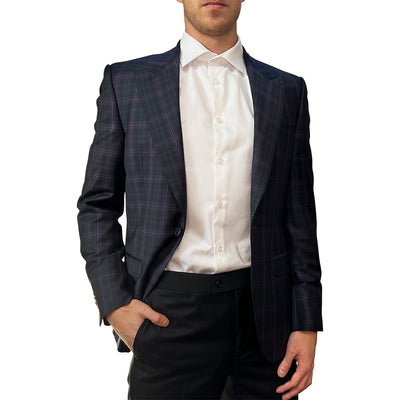 Gotstyle Fashion - NYFS Blazers Plaid Check Peak Lapel Blazer - Green/Purple