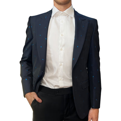 Gotstyle Fashion - NYFS Blazers Sparkle Designs Peak Lapel Blazer - Navy