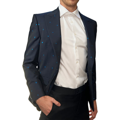 Gotstyle Fashion - NYFS Blazers Sparkle Designs Peak Lapel Blazer - Navy