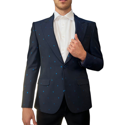 Gotstyle Fashion - NYFS Blazers Sparkle Designs Peak Lapel Blazer - Navy