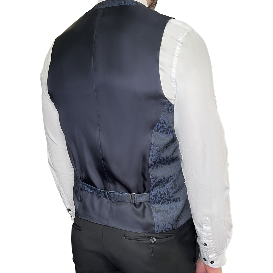 Gotstyle Fashion - Digel Vests Baroque Pattern Modern Fit Ceremony Vest - Navy