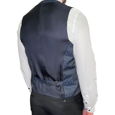 Gotstyle Fashion - Digel Vests Baroque Pattern Modern Fit Ceremony Vest - Navy