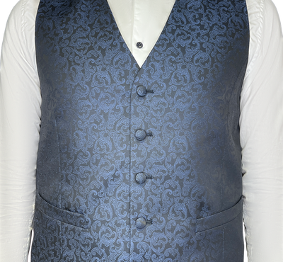 Gotstyle Fashion - Digel Vests Baroque Pattern Modern Fit Ceremony Vest - Navy