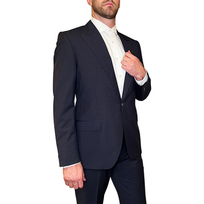 Gotstyle Fashion - NYFS Suits Tattersall Check Peak Lapel Suit - Navy