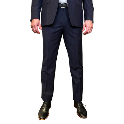 Gotstyle Fashion - NYFS Suits Tattersall Check Peak Lapel Suit - Navy