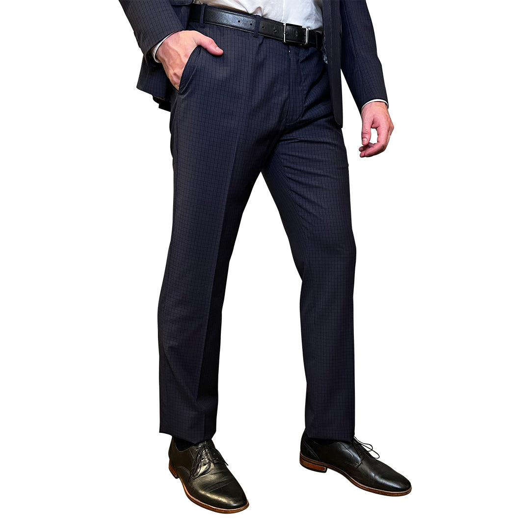 Gotstyle Fashion - NYFS Suits Tattersall Check Peak Lapel Suit - Navy