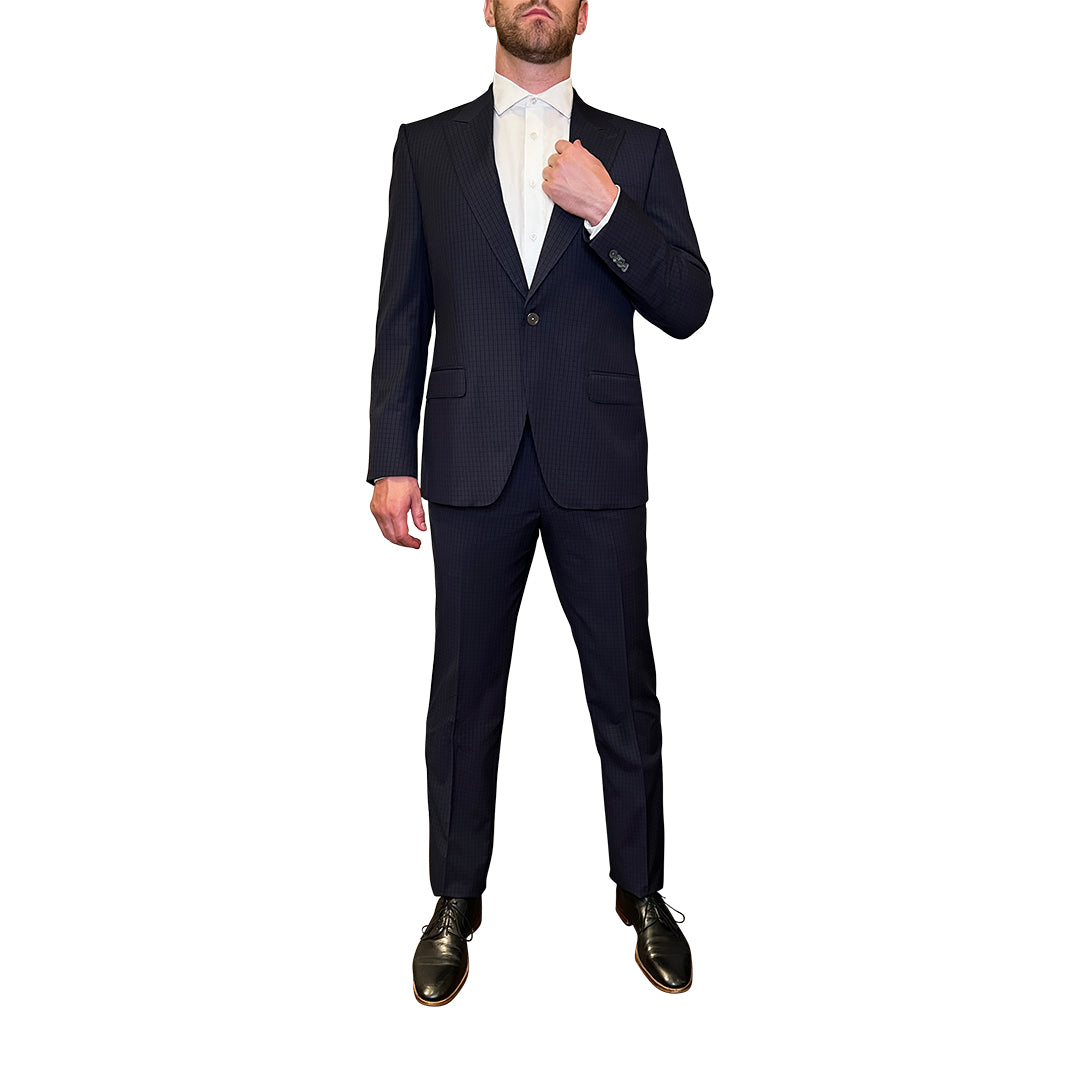 Gotstyle Fashion - NYFS Suits Tattersall Check Peak Lapel Suit - Navy