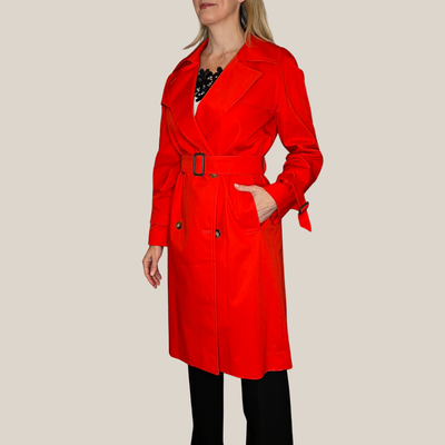 Gotstyle Fashion - Normeet Jackets Double Breasted Cotton Trench Coat - Red