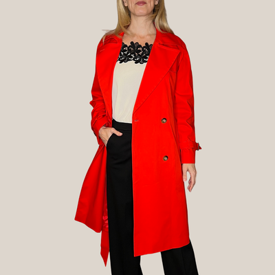 Gotstyle Fashion - Normeet Jackets Double Breasted Cotton Trench Coat - Red