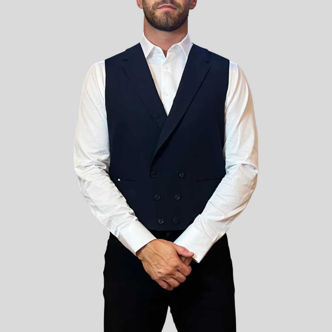 Gotstyle Fashion - NYFS Vests Seersucker Double Breasted Cotton Vest - Navy