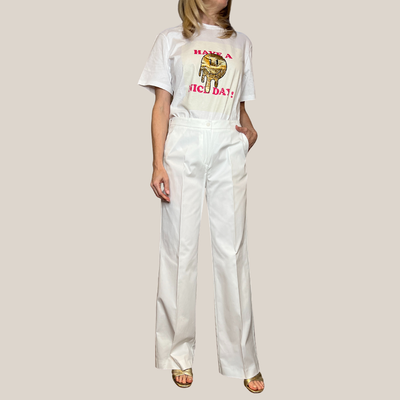 Gotstyle Fashion - Normeet Pants Wide Leg Cotton Pants - White