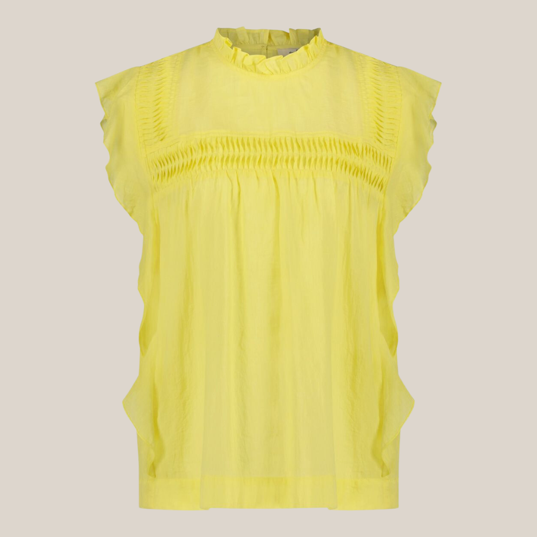 Gotstyle Fashion - Circle Of Trust Blouses Sleeveless Blouse with Ruffles - Yellow